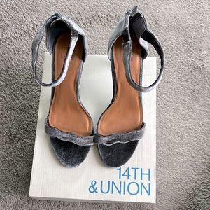 14th & Union Grey Velvet Heels Brand new with box! Size 8.